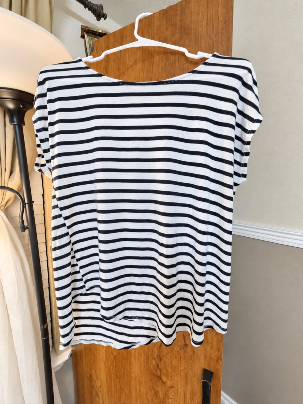 Green Envelope Black & White Striped Scoop Neck Tee